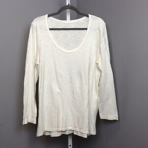 CP Shades White Slub Cotton Long Sleeve Tee M USA